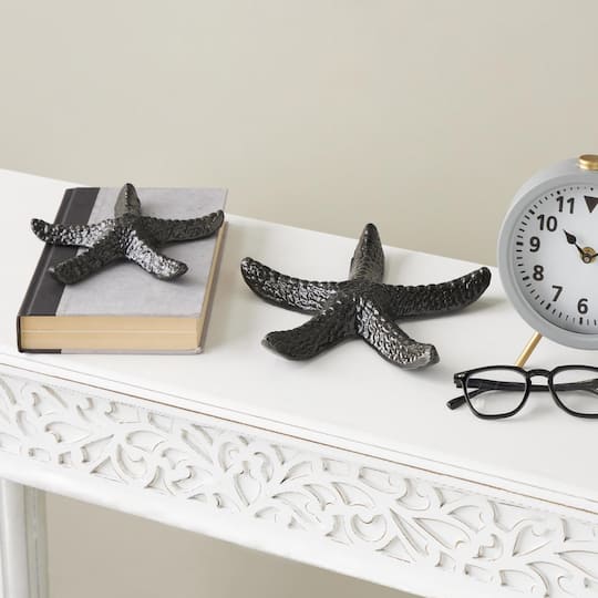 Black Aluminum Metal Starfish Bubble Textured Sculptures, 2ct.